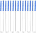 uxcell 15Pcs Drinking Straw Cleaning Brushes, 8" x 2/8" Nylon Bristles Long Straw Brush Pipe Cleaner for Washing Straws Pot Spout, Sippy Cup, Bottle and Tube (Blue)