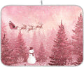 Christmas Forest with Snow Falling Santa Dish Drying Mat for Kitchen Counter Super Absorbent Drying Mat 18x24 inch Large Dish Drying Matts for Countertop Protector Dishes Pad