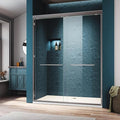 Semi-Frameless Double Sliding Shower Door 60 in. W x 72 in. H,Bathroom Clear Glass Door with Brushed Iron Grey Stainless Steel Hardware Shower Enclosure