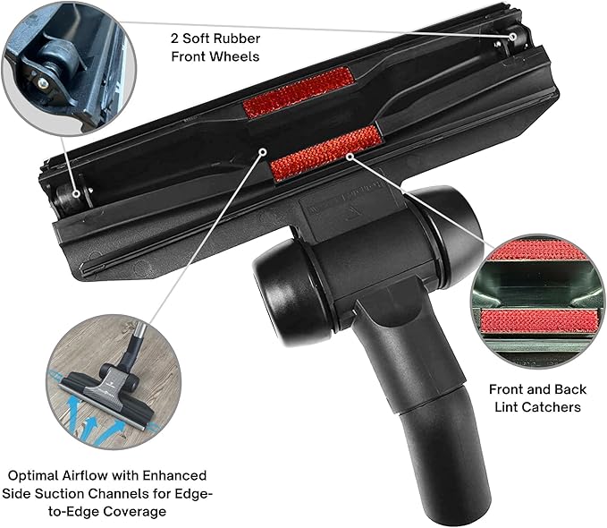 Wessel-Werk RD285 Designation, Ultra-Thin 11 in. Wide Combination Vacuum Floor Attachment for Carpet and Hard Floors, Fits Wet and Dry Vacuum Cleaner