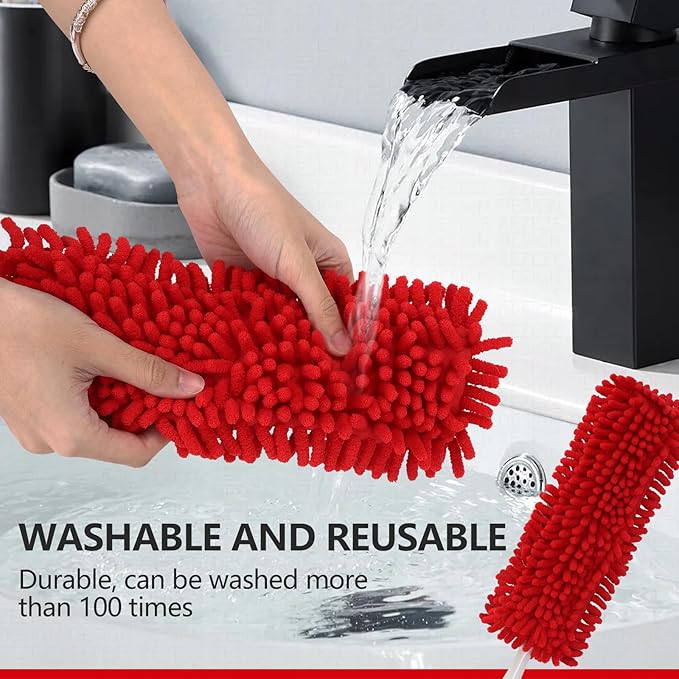 Reusable Microfiber Duster Refills Compatible with OXO & for MR.SIGA Duster- Washable Dusters Refill for OXO Good Grips Extendable Duster for Cleaning, 4 Pack (Handle is Not Included)