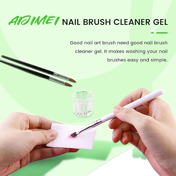 AIJIMEI Nail Brush Cleaner Gel Fast Cleaning Nail Brush Cleaner Easy To Use For Salons And Home Use Acrylic NailBrush Cleaner, 2Pcs 4FL.OZ