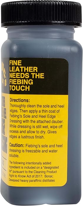 Fiebing's Leather Sole & Heel Edge Dressing (4 oz) - High Gloss, Protective Shoe Dressing Polish - Includes Brush Applicator
