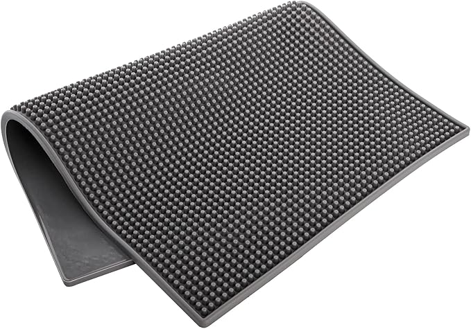 Tebery 3 Pack Rubber Bar Mat 18 x 12, Thick Durable and Stylish Bar Service Spill Mat. Non Slip, Non-Toxic, Grey Service Mat for Coffee, Bars, Restaurants Counter Top