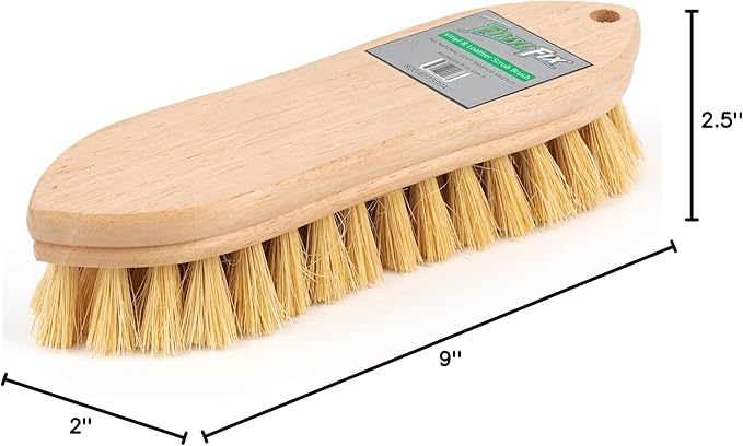 Vinyl & Leather Scrub Brush - Natural, Non-abrasive Tampico Bristles: Upholstery Cleaning, Boats, Canvas, Car Detailing, Couch Cleaner, Leather Car Seat Cleaner, Pet, Pig, Horse & Shoe Brush