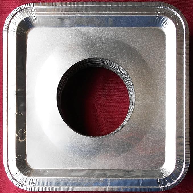 Aluminum Foil Square Gas Burner Disposable Heavy Thick Quality Bib Liners Covers (8.5" Square) from Cavalier (40 Pack)