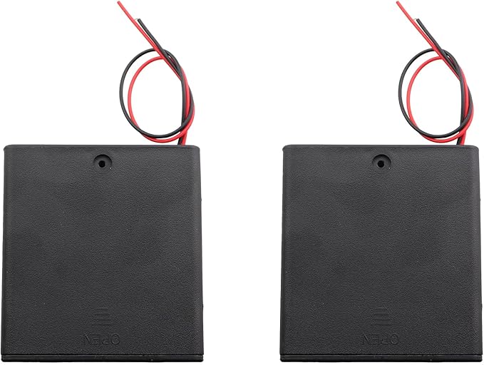 3PCS 68.7x64.2x22.5mm 4AA Battery Holders with Switch 6V Battery Box Holder with Cover 4 Slot 6V AA Battery Storage Box with Wire Battery Connector
