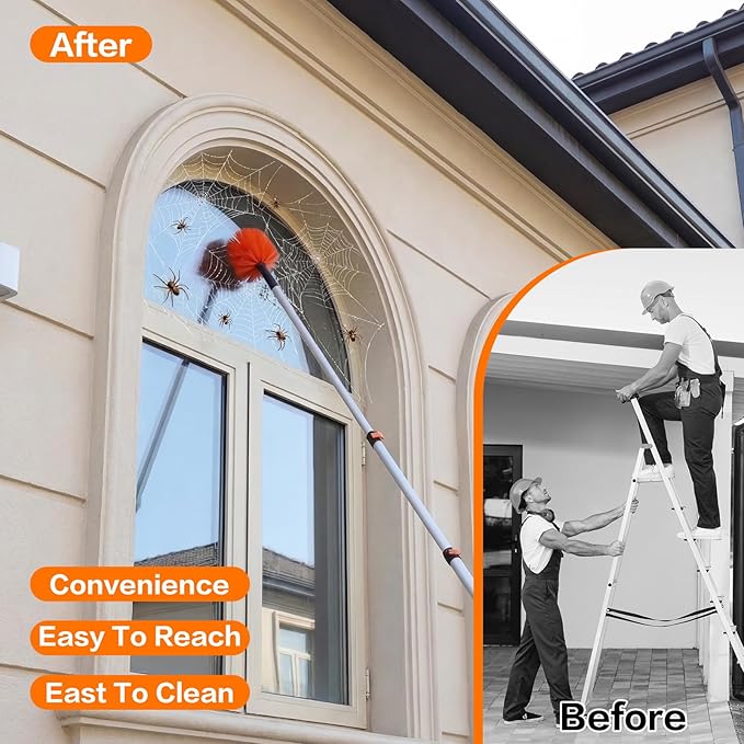 20FT High Reach Duster Cleaning Kit with Extension Pole, High Ceiling Fan Cleaner Duster for Fan Blades, Window Washing Kit with Microfiber Duster & Squeegee
