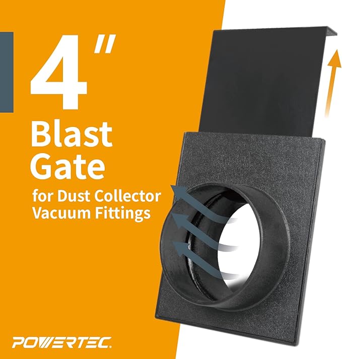 POWERTEC 70108 4 Inch Blast Gate for Dust Collector, Dust Collection Fittings