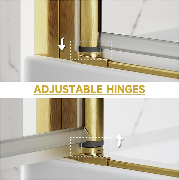 Glass Shower Door 33.5-35" W x 72" H, UCALAFEE Frameless Pivot Shower Door with 1/4" (6mm) SGCC Clear Tempered Glass, Waterproof Seal, Easy Clean & Anti-Fog Coating, Reversible Design, Brushed Gold