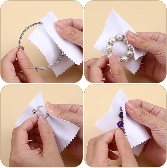 50PCS Jewelry Polishing Cloth,Professional Double-Sided Cleaning Cloth for Jewelry Sterling Silver Gold Platinum Watch Coins and More (3.15" X 3.15")
