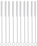 Straw Brush Cleaner (10 Pack), Flexible Nylon Pipe Tube Cleaning Brushes with 0.4" Bristles, Rust-Proof Stainless Steel Reusable Straw Washers for Standard Tumblers, Bottles & Teapot Spouts 8.2 Inch