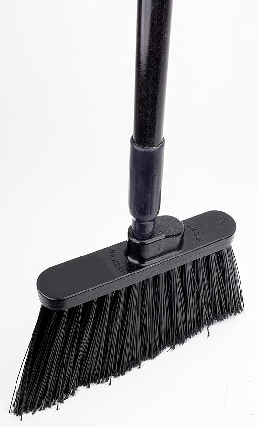 SPARTA 41082EC03 Plastic Color Coded Broom, Flagged Bristles, Long Broom With Angled Head For Large Debris, 56 Inches, Black, (Pack of 12)