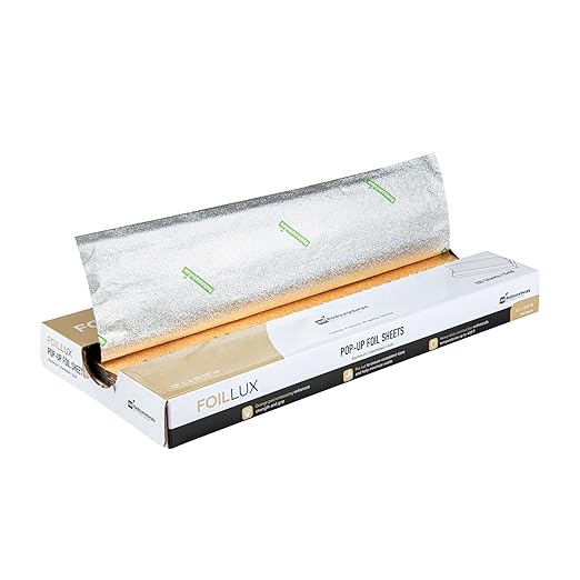 Restaurantware-Foil Lux 12 x 10.8 Inch Pop-Up Sheets, 2000 Disposable Papers For Food - Orange Peel Embossing, Interfolded, Gold Aluminum Foil Sheets, Greaseproof, Freezable, Oven Ready