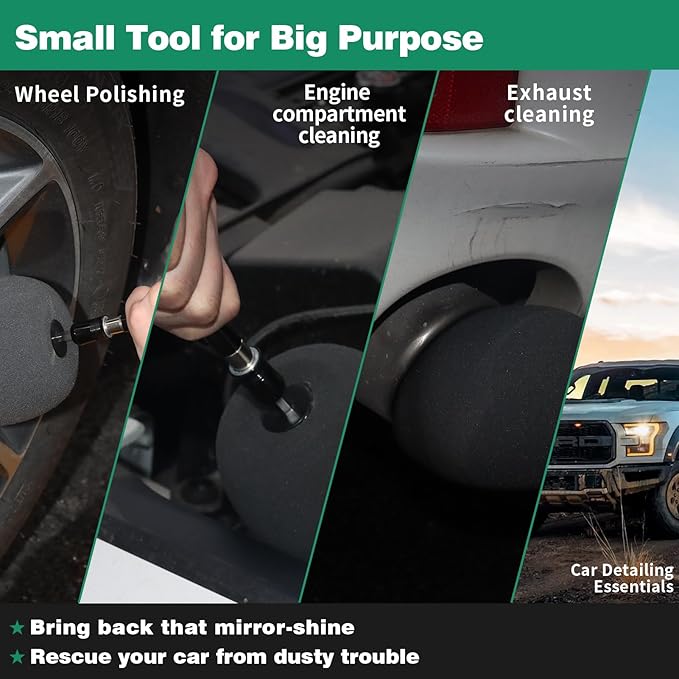 Wheel Polisher with Drill Bit Extension,1/4"Hex Shank for Standard Household Drill/Impact Driver,Gourd Head Design is Suitable for Cleaning All Kinds of Wheels, Exhaust Tips, Grilles & etc.