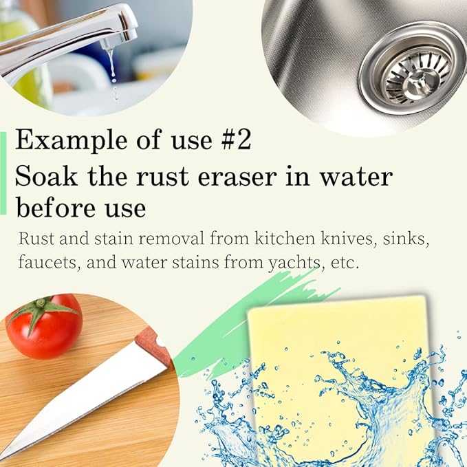 Rust Eraser for Knives Kitchen Stoves Wood Finish and Bicycles Multi Purpouse Cleaning Rubber Eraser Remover Dirt Stains, Set of 2 (Fine, Coarse) Made in Japan