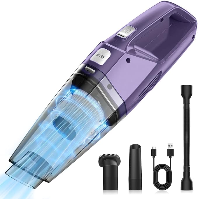 Handheld Vacuum Cordless – Car Vac Portable with 8KPA & Multi Accessories & Low Noise, Lightweight Hand Held Vacuum Cordless Rechargeable for Car/Home/Dust/Pet Hair, Mine Portable Vacuum