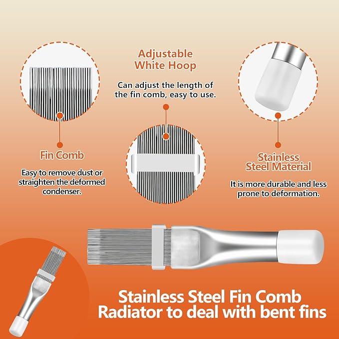 10 Piece Air Conditioner Fin Comb Cleaning Kit AC Coil Cleaning Brush Condenser Fin Straightener Radiator Repair Cleaning Tools Air conditioner, refrigerator, evaporator and radiator repairs