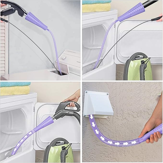 Sealegend 2 Pack Dryer Vent Cleaner Kit Vacuum Hose Attachment, Dryer Lint Cleaner Kit Lint Remover Tools Hoses with Adapter (Purple)