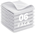 Cotton Dish Cloths 6 Pack,12x12 Inch – Super Absorbent, Quick-Dry & Reusable Kitchen Cleaning Cloths, Lint-Free Washable Towels for Dishes, Glass & Household Use(White)