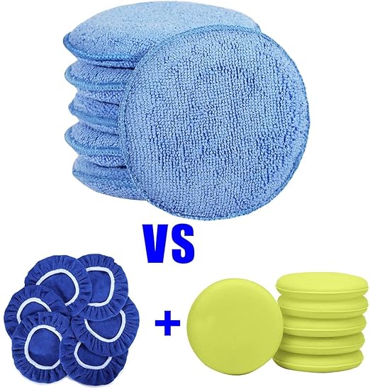 Microfiber Wax Applicator Pads, Car Wax Applicator, Buffing & Detail Polishing Foam Pads for Car Cleaning and Fine Polishing (5" Diameter, 6 Pack)…