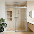 56-60" W x 76" H Frameless Soft-Close Sliding Shower Door, 3/8" (10mm) SGCC Tempered Glass, Reversible Install, Chrome Finish, Bathroom Upgrade