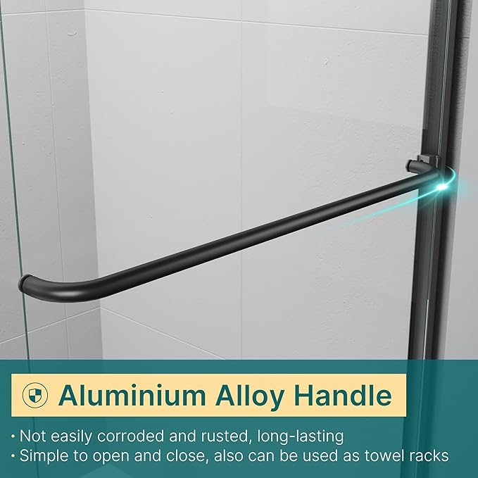 ELEGANT Semi-Frameless Sliding Shower Door 60 in. W x 72 in. H, Bathroom Sliding Door with 1/4'' Clear Glass, Black Hardware Double Sliding Glass Shower Enclosure
