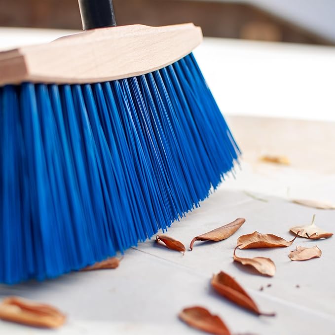 Outdoor Broom Head - Heavy Duty 9.85" Sweeping Wooden Broom Head with Stiff Bristles - Fits Standard 3/4" Threaded Handles - Ideal for Concrete Walkway, Patio, Deck, Driveway & Garage