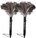 Aldwin Ostrich Feather Duster Retractable 2 Pack,16 inch Genuine Fluffy Natural Handheld Feather Dusters for Cleaning Supplies, Washable,Car, Office, Desk