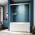 Bathtub Sliding Doors,56-60 inch W x 57 inch Height Shower Doors with 1/4 inch Clear Tempered Glass,Semi-Frameless Bypass Tub Doors with Stainless Steel Chrome Hanles