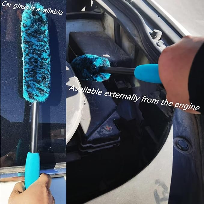 4PCS Wheel Brush Kit for Cleaning Wheel and Tire, Wheel and Rim Brush, Car Detailing Brushes, 360 Degree Bendable & Durable Car Wheel Rim Cleaner Brush Set (Blue)