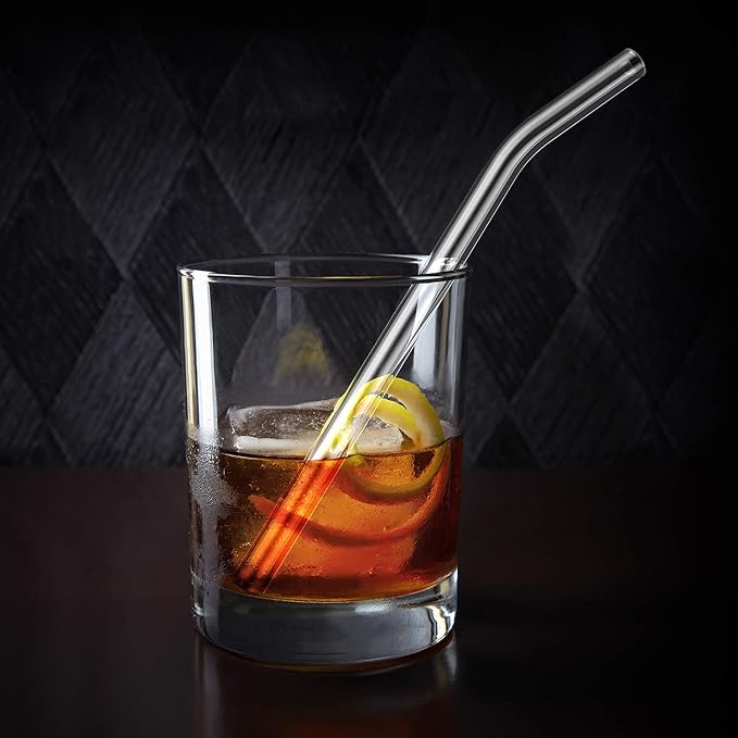 12-Pack Reusable Glass Straw,Size 8.5''x10 MM,Including 6 Straight and 6 Bent with 2 Cleaning Brush- Perfect For Smoothies, Tea, Juice