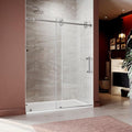 56-60 Inch x 76 Inch Sliding Frameless Shower Door, 3/8" Tempered Glass with Easy-Cleaning Coating, Stainless Steel Rollers & SGCC-Certified Stability, Brushed Nickel