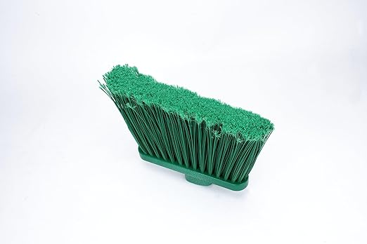 SPARTA Plastic Broom Head, Angled, Flagged for Small Debris Indoor, Outdoor, Home, Restaurant, Lobby, Office, 12 Inches, Green