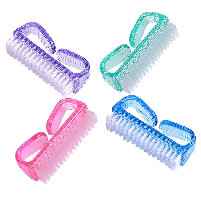 hupos Handle Grip Nail Brush, Fingernail Scrub Cleaning Brushes for Toes and Nails Cleaner, Pedicure Brushes for Men and Women 4 Pack