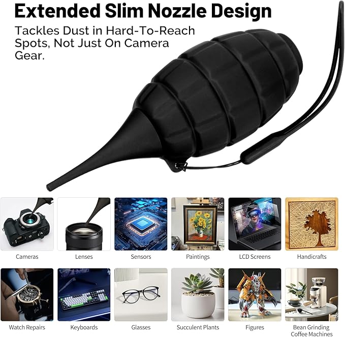 CAMKIX Camera Cleaning Kit - 2X Soft Tipped Upgraded Camera Sensor Blower - Compressed Air Camera Cleaner with Silicone Strap for DSLR, LCD Screens, CCD CMOS Lens Filter, Mirrorless Camera Sensor