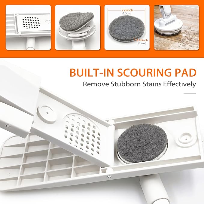 Dust Mop for Floor Cleaning with Washable Microfiber Pad - JEHONN Dry Wet Flat Mop with Scouring Pad for Hardwood, Laminate, Tile, Marble