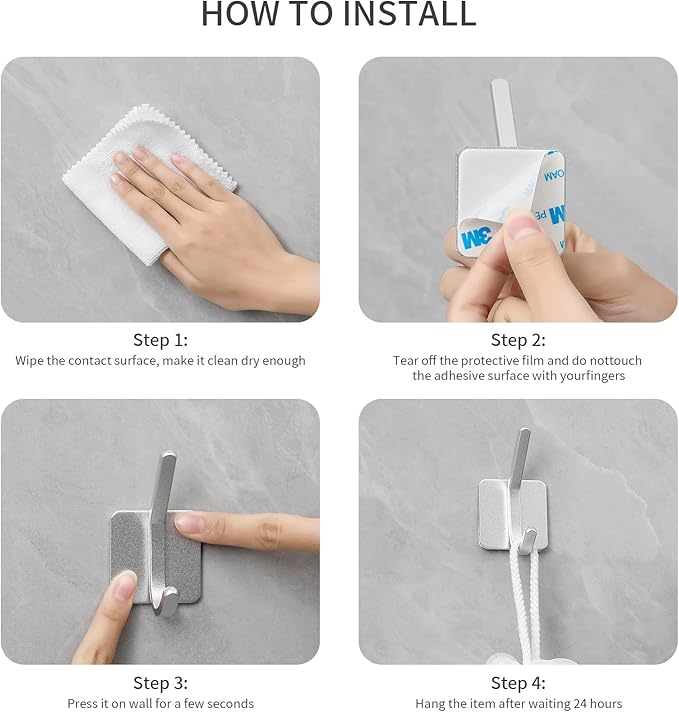 Paoli Heavy Duty Self Adhesive Hooks - Sturdy self Adhesive Hooks for Home, School and Office Easy to fit and Remove,with a Maximum Load Capacity of 30lb(White 10PC)