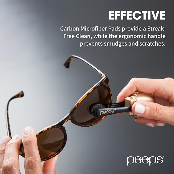CarbonKlean Peeps Eyeglass Lens Cleaner - Efficient and Durable Carbon Microfiber Technology - Exclusively Used by NASA - 500 Uses (Green, 2 Pack)