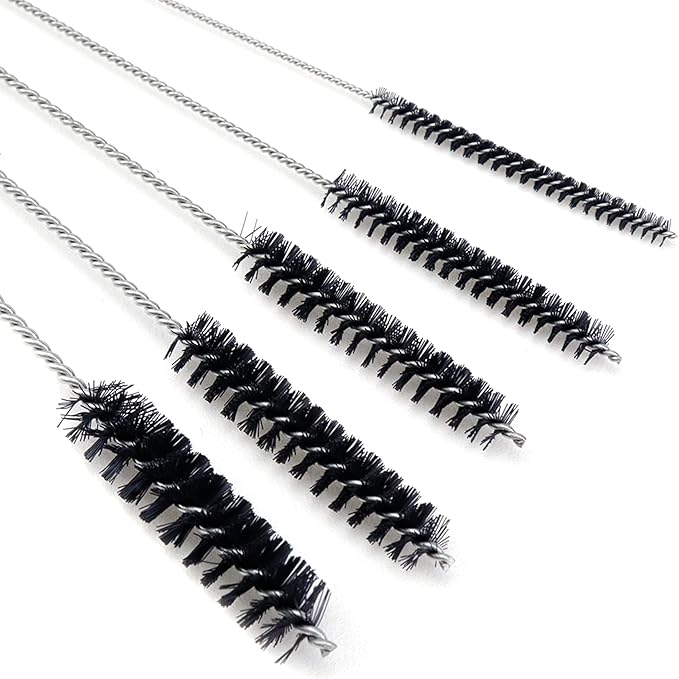 Antrader 15Pcs 4 Inch Nylon Tube Brushes Set Straw Straw Brush Kit Carb Carburetor Cleaner Small Wire Brush Cleaning Brushes Clean Tools Black