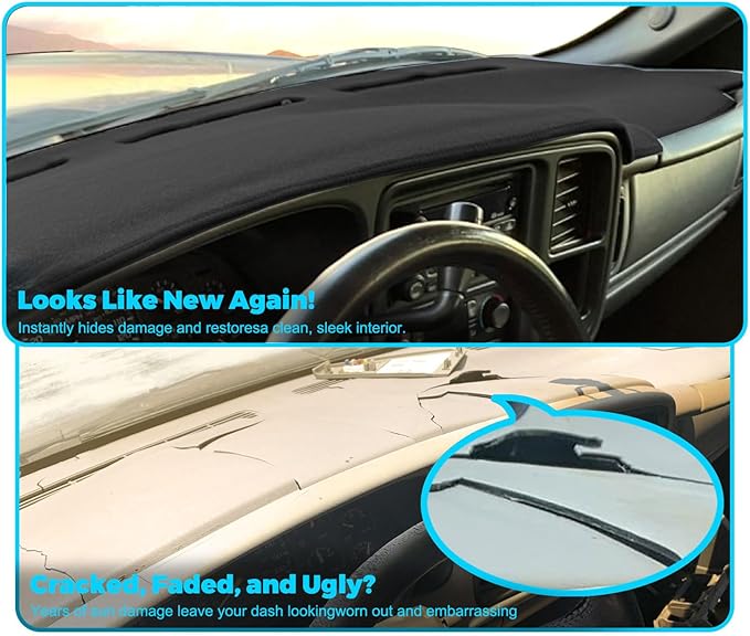 GZSH Dash Cover Mat fit for GMC Sierra/Chevy Silverado 1500 2500 3500 HD 1999-2006 ，GMC Yukon/Yukon XL/Chevy Suburban/Tahoe Avalanche 2000-2006 with Dust Brush |Easy to Install| |Full Cover|
