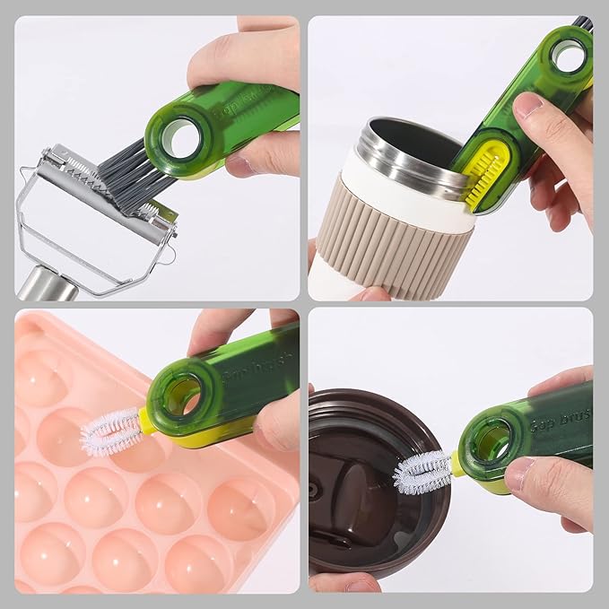 3 in 1 Cup Lid Gap Cleaning Brush Set, Multifunctional Insulation Bottle Cleaning Tools, Mutipurpose Tiny Silicone Cup Holder Cleaner, Home Kitchen Cleaning Tools (3Pcs Blue)