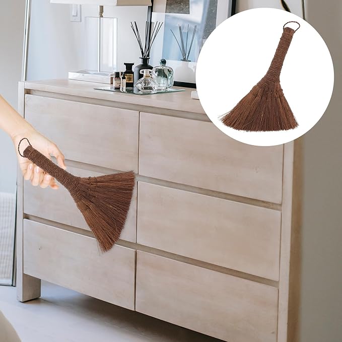 Small Cleaning Broom for Home Lightweight Sweep The Bed Brush Soft Synthetic Bristles Mini Hand Broom Hanging Rope for Furniture and Carpet Dust Removal Compact