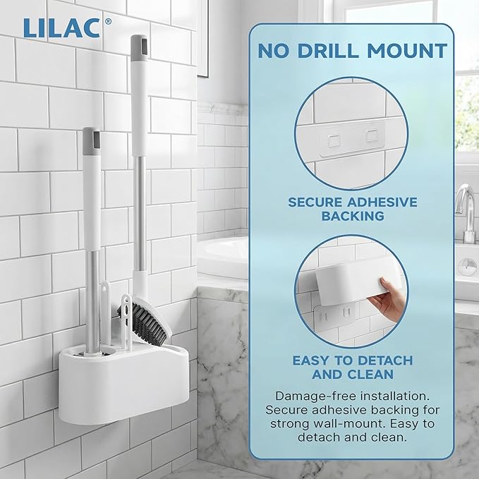 2 Pack Toilet Brush and Holder,Ergonomic, Elegant, Durable, Toilet Bowl Brush for Bathroom