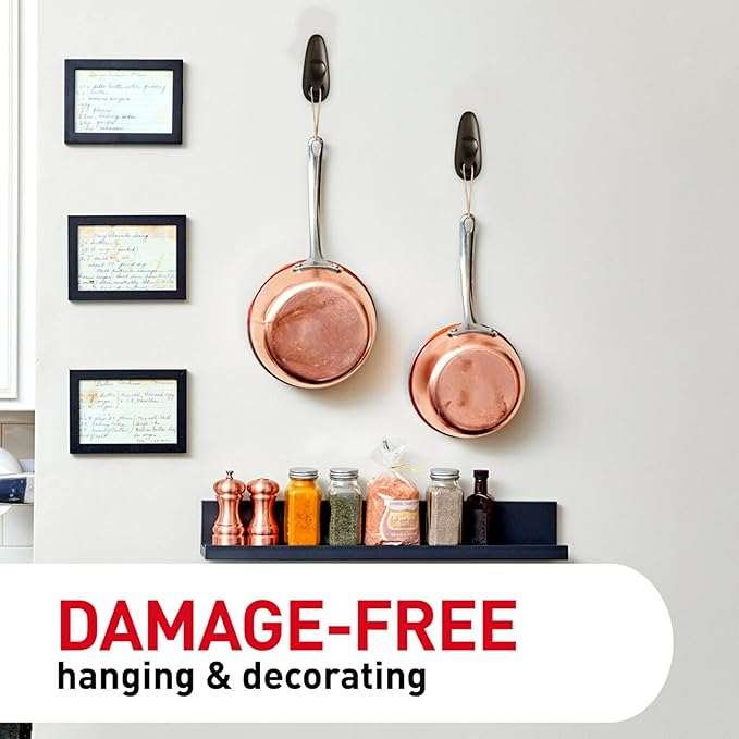 Command 5 lb Large Oil Rubbed Bronze Metal Hooks, 2 Coat Hooks and 4 Strips, Damage-Free Hanging with Adhesive, Forever Classic Great for Hanging Home and Room Decor