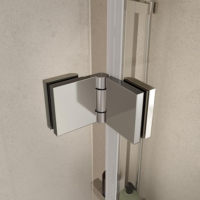 Bifold Shower Door, Royal Guard 34" W X 72" H Frameless Glass Shower Door with 1/4" (6mm). Clear Tempered Shower Glass Door,Pivot Swing Shower Doors,Chrome Finish