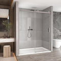 Sunrosa Semi-Frameless Glass Shower Door, 60" W x 76" H Single Sliding Shower Door, Shower Door with Tempered Glass 5/16"(8mm), Brushed Nickel