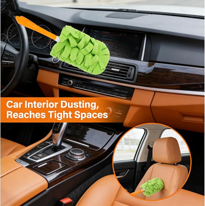 Reusable Chenille Microfiber Dust Duster, 360° Electrostatic Duster Refills, Duster Refills Reusable, Duster Refills Washable for Hand Duster, for Electronics Blinds Furniture Car (5pcs)