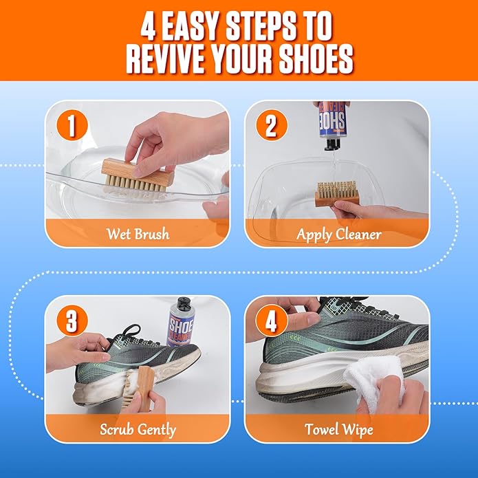 Shoe Cleaner – 10.15 fl oz Shoe Cleaning Kit with Brush & Towel, Sneaker Cleaner Solution for White Shoes, Leather, Canvas, Mesh & Boots – Removes Dirt & Stains