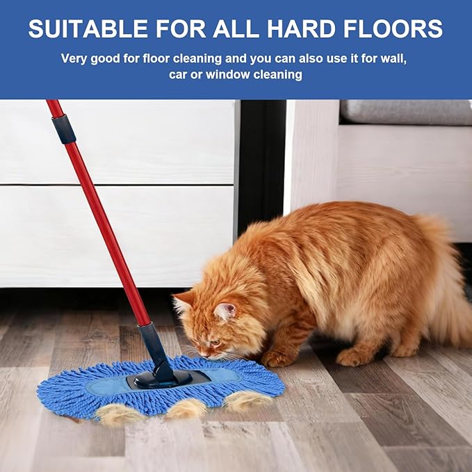 Dust Mop Replacement Head Compatible with Cedar Hardwood Floor 'N Baseboard Dust Mop - Dual-Action Dusts Mop Refil Pads for Ceda Dual-Action Microfiber Sweeper Dust Mops - 4 Pack